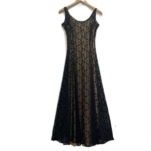 Betsey Johnson Evening Vintage Black Lace Sleeveless Gown